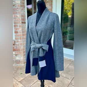 Anthropologie Rosie Neira Wool Gray/Navy Colorblock Jacket/Cardigan